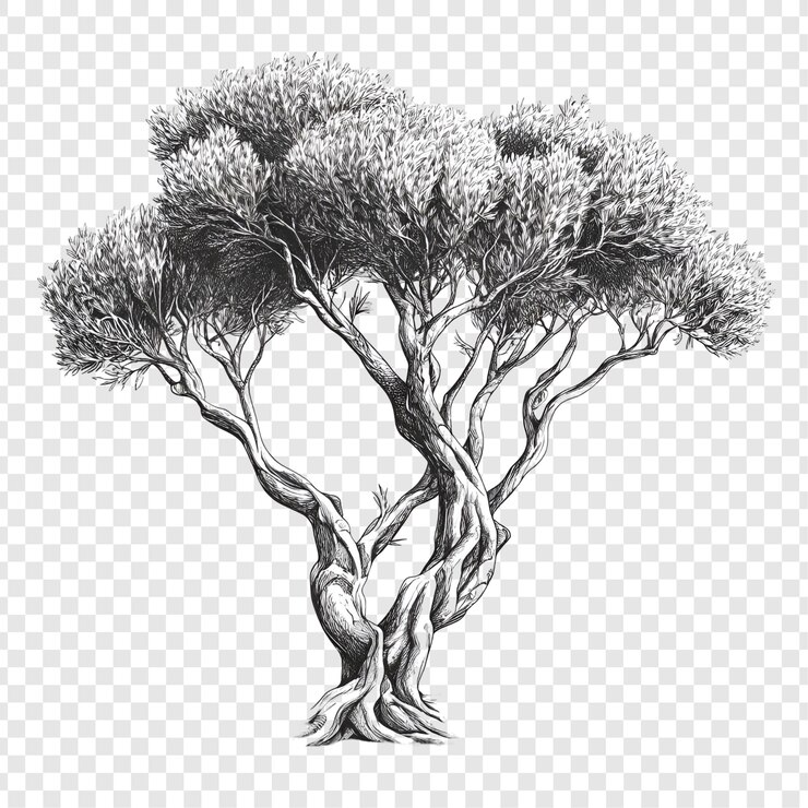 PSD árbol aislado en transparente
