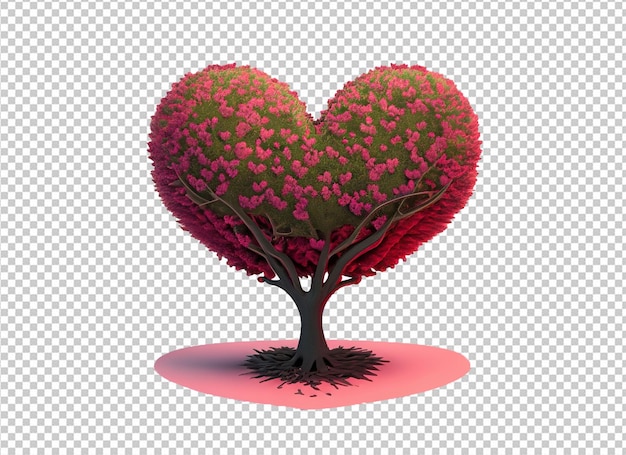 PSD Árbol de amor con hojas de corazón