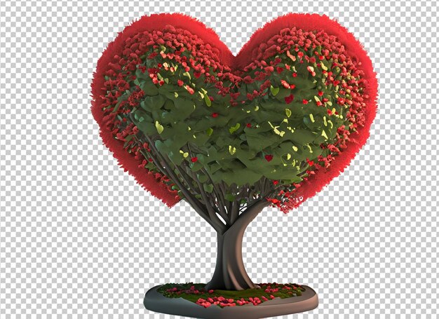 PSD Árbol de amor con hojas de corazón