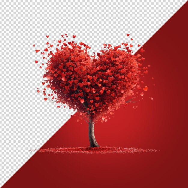 PSD Árbol de amor rojo en forma de corazón