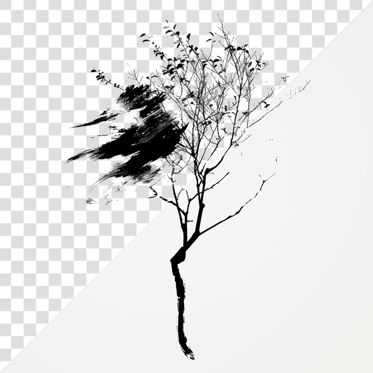 PSD árbol de arce de png arte blanco y negro