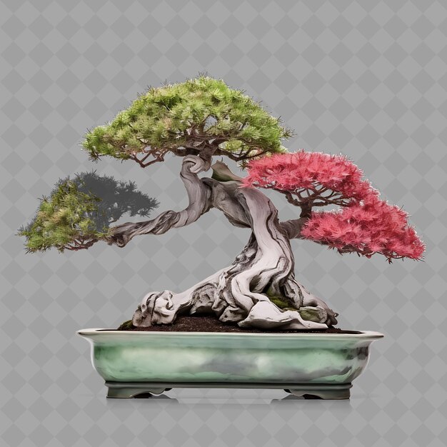 PSD un árbol de bonsai con un árbol rojo en el fondo