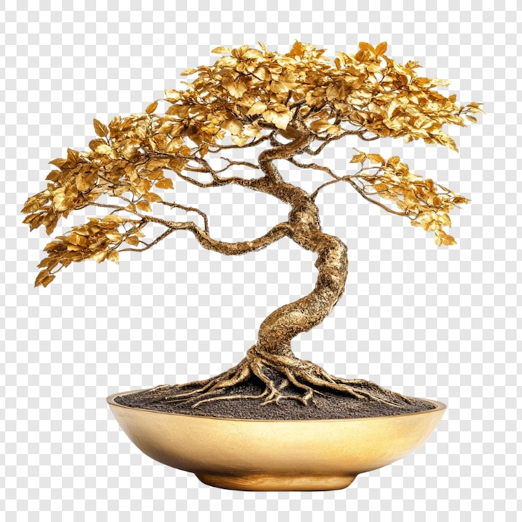 PSD el árbol de bonsai dorado el arte exquisito la belleza serena la opulenta elegancia el arte bonsai atemporal