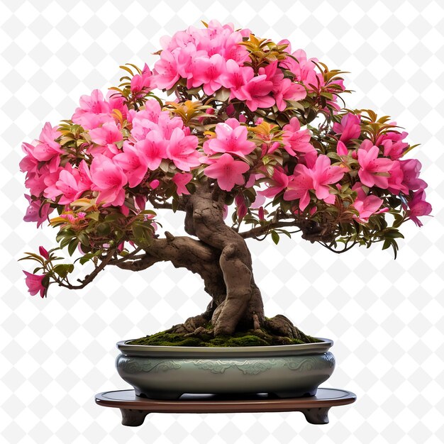 PSD un árbol de bonsai con flores rosas en él