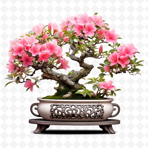 PSD un árbol de bonsai con flores rosas en él