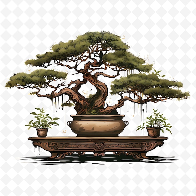 PSD un árbol de bonsai con una olla de bonsai en él