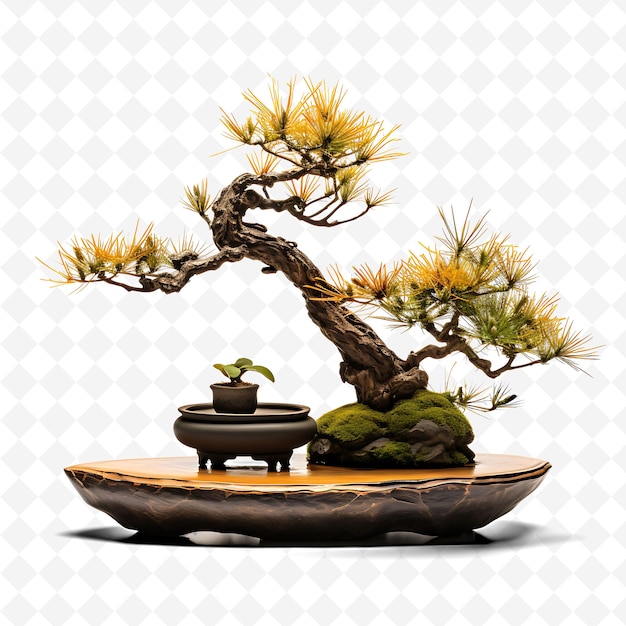 PSD un árbol de bonsai con una olla de flores en él