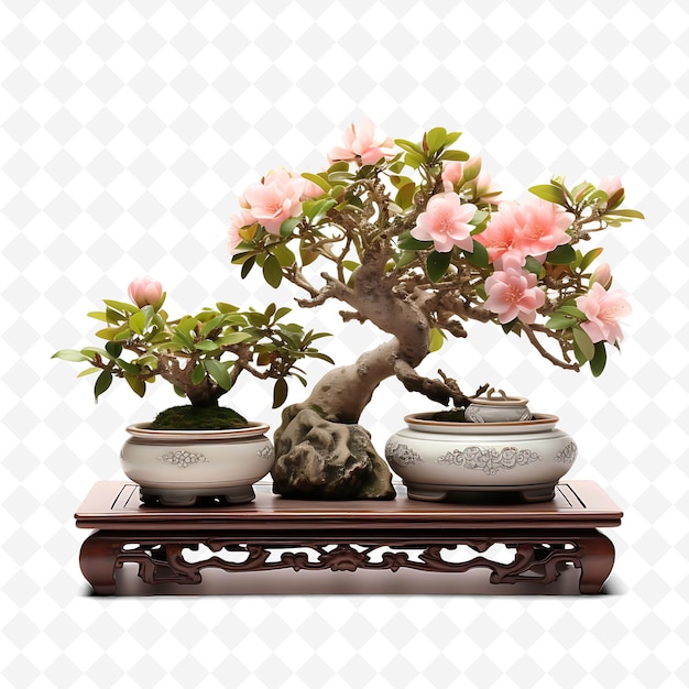 PSD un árbol de bonsai con una olla de flores en él