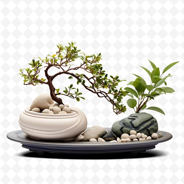 PSD un árbol de bonsai con una olla de frutas en él