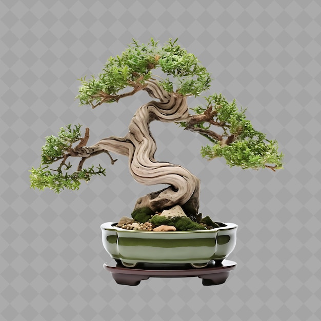 Un árbol de bonsai está en una olla con una olla de bonsai en él