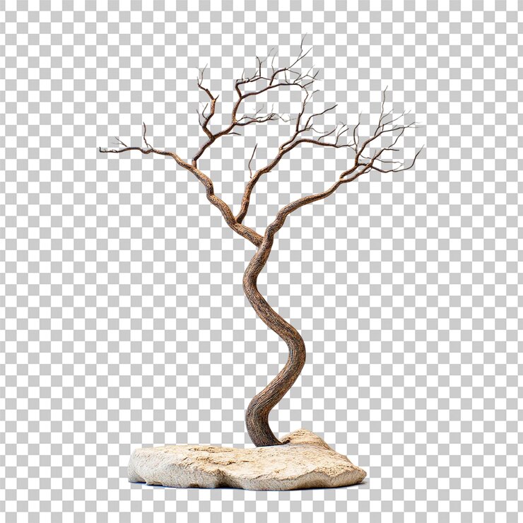 PSD árbol de bonsai sobre una base de piedra - aislado