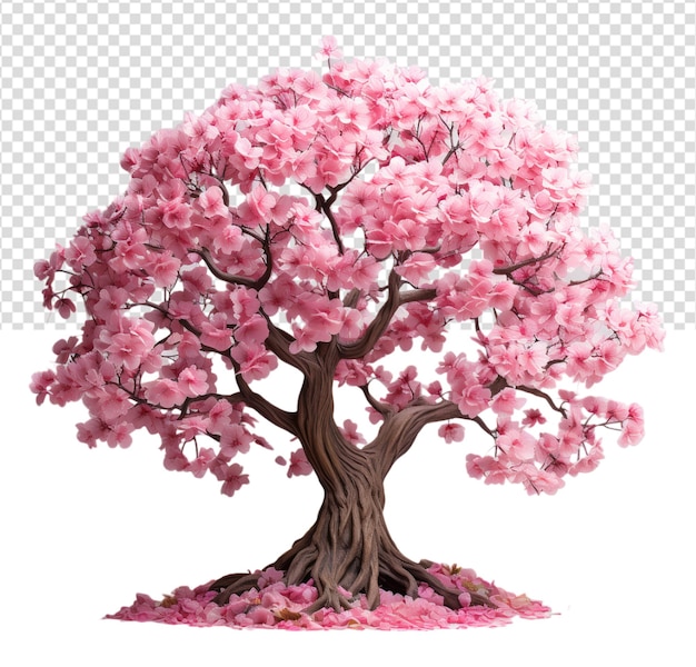 PSD Árbol de cerezas con fondo transparente