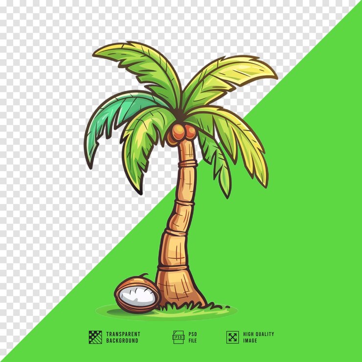 PSD árbol de coco sin fondo calidad hd