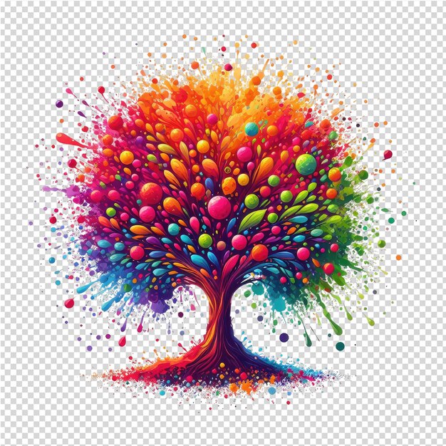 Un árbol de colores con un fondo de colores y un árbol de color