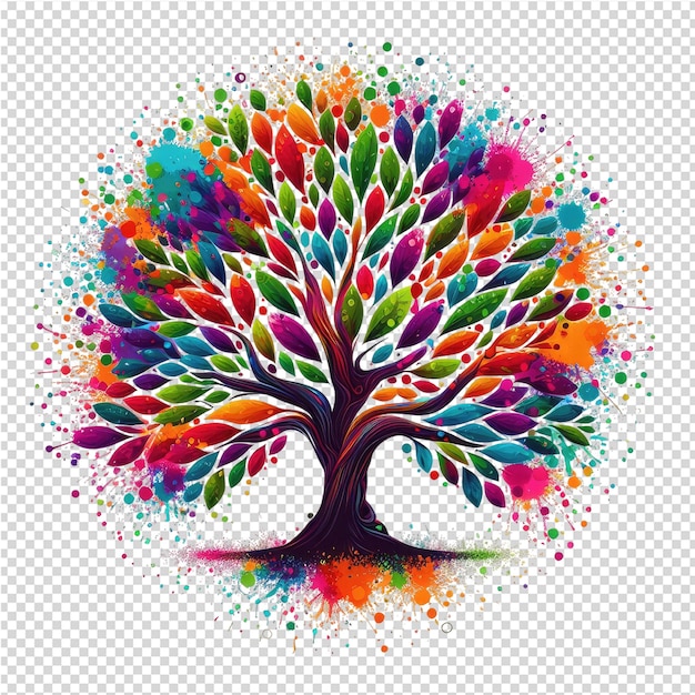 Un árbol colorido con las palabras 