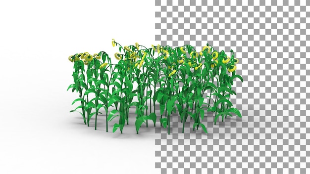 Árbol de flor amarilla con sombra 3d render