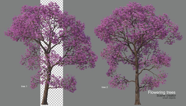 PSD un árbol con flores de varios colores.