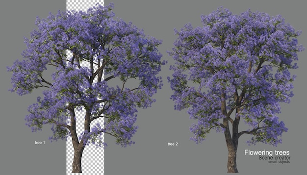 PSD un árbol con flores de varios colores.