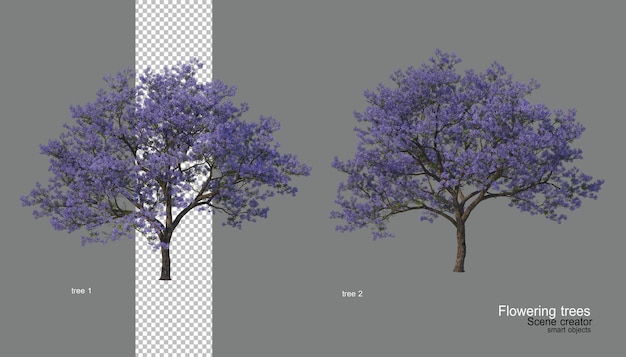 PSD un árbol con flores de varios colores.