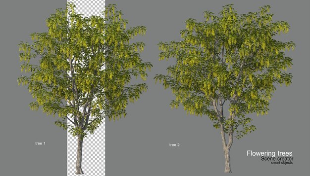 Un árbol con flores de varios colores.