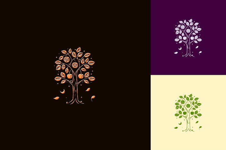 PSD un árbol con hojas y las palabras " árbol " en él