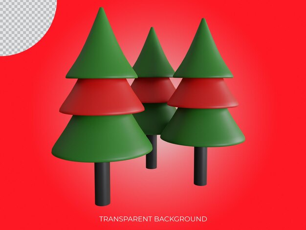 Árbol de iluminación de navidad renderizado en 3d con vista superior de fondo transparente