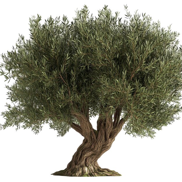 un árbol con una imagen de un árbol de olivo en él