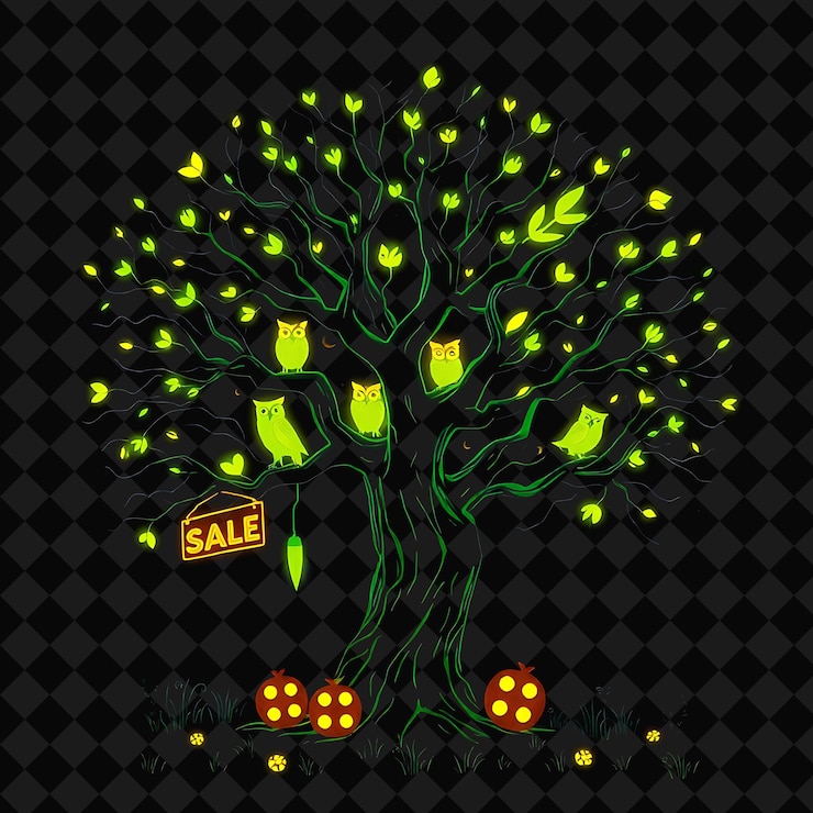 PSD un árbol con un letrero que dice venta en él