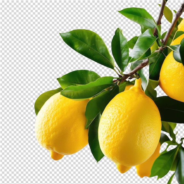 PSD un árbol de limón con hojas verdes y un fondo blanco