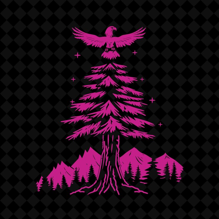 PSD un árbol con una montaña al fondo