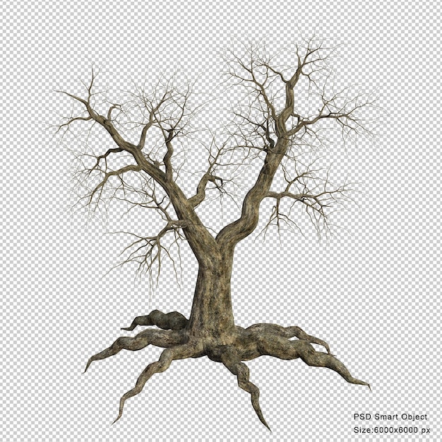 Árbol muerto aislado 3d render