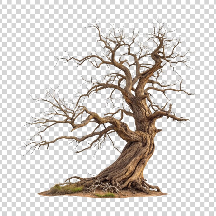PSD un árbol muerto sin hojas aislado en un fondo transparente