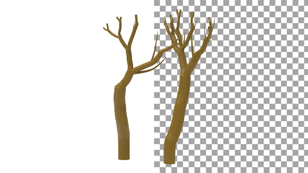 PSD Árbol muerto sin sombra 3d render