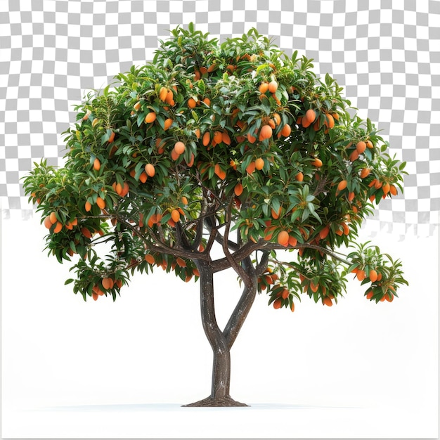 PSD un árbol con naranjas y un fondo blanco