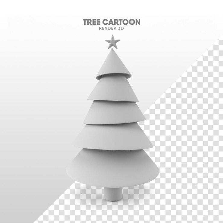 PSD árbol de navidad en 3d render en formato de dibujos animados para plantilla y composición de navidad