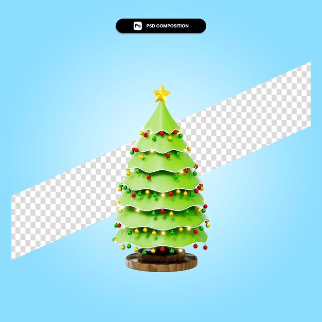 Árbol de navidad con adornos ilustración de render 3d aislado