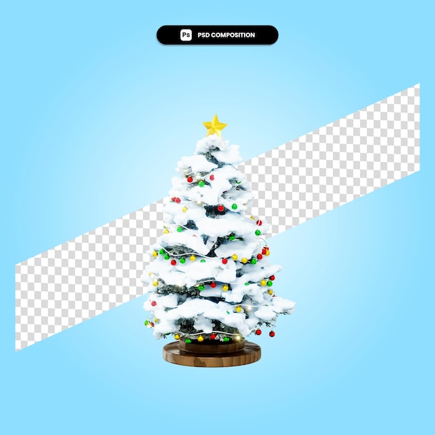 Árbol de navidad con adornos ilustración de render 3d aislado