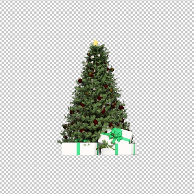 Árbol de Navidad aislado y feliz año nuevo decorar