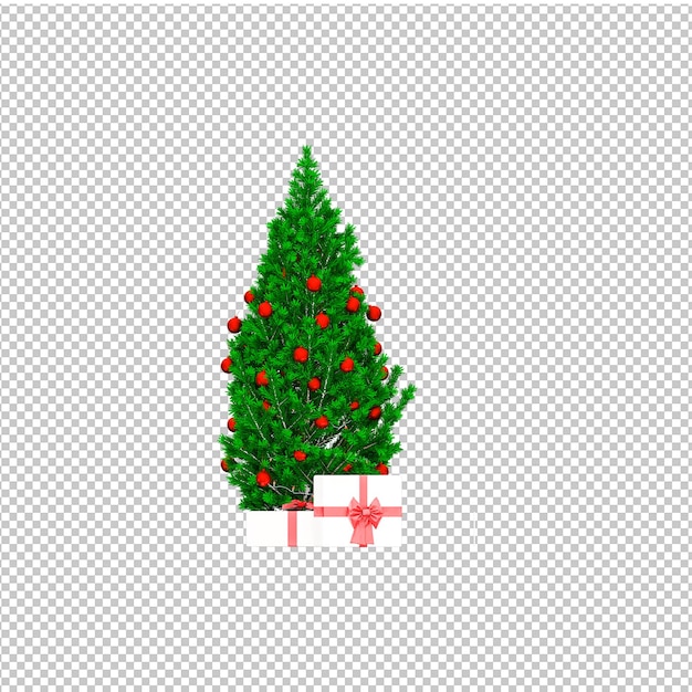 PSD Árbol de navidad aislado y feliz año nuevo decorar