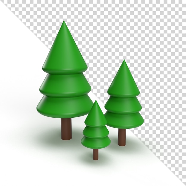 Árbol de navidad aislado en representación 3d