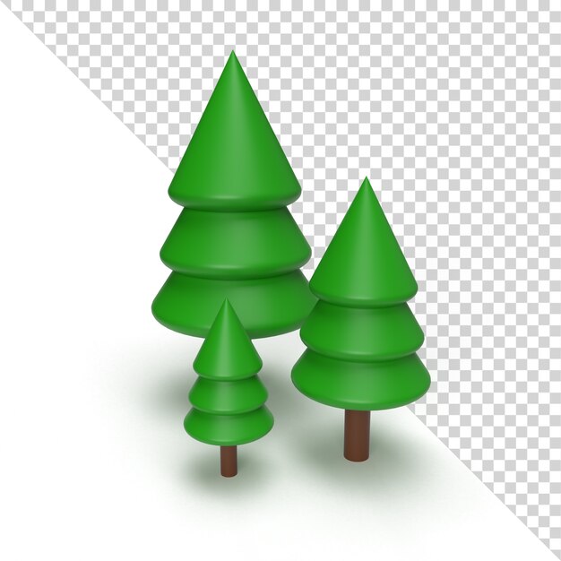 PSD Árbol de navidad aislado en representación 3d