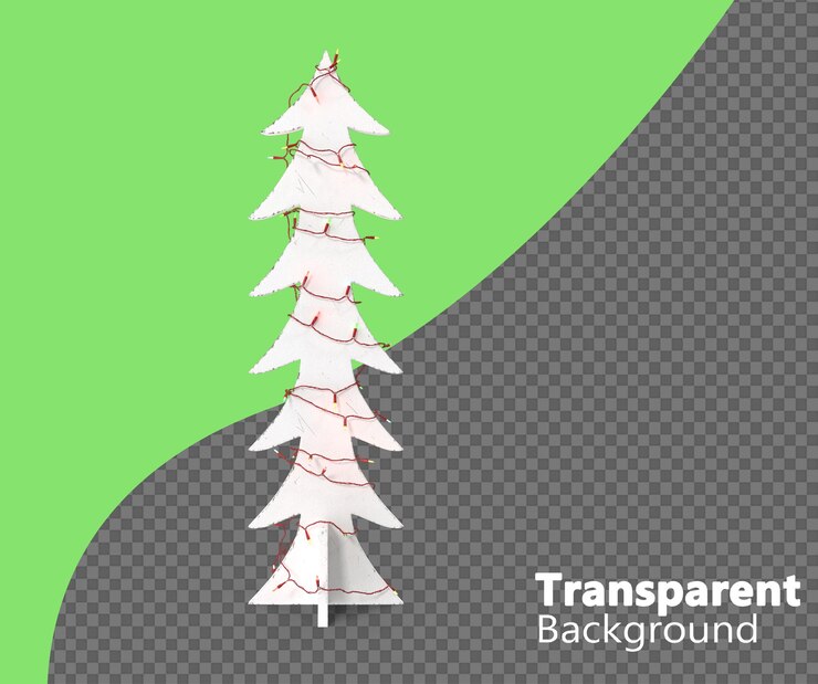 PSD árbol de navidad blanco de madera aislado sobre un fondo transparente