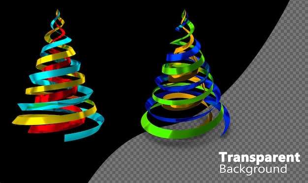 Árbol de Navidad de cinta aislado sobre un fondo transparente