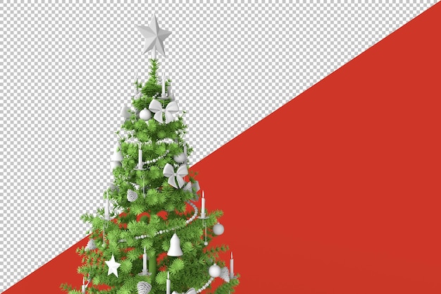 PSD Árbol de navidad decorado en 3d rendering
