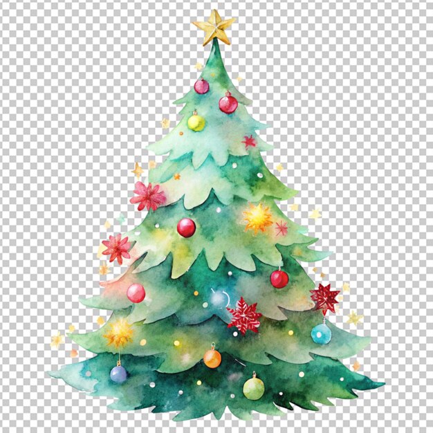 PSD Árbol de navidad decorado en acuarela