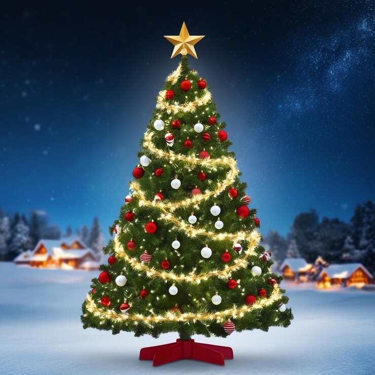 PSD un árbol de navidad con una estrella en él