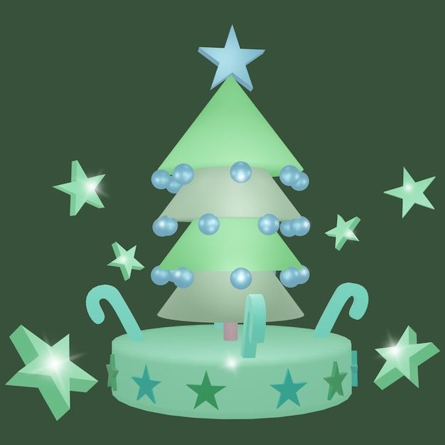 Árbol de navidad con estrellas verdes