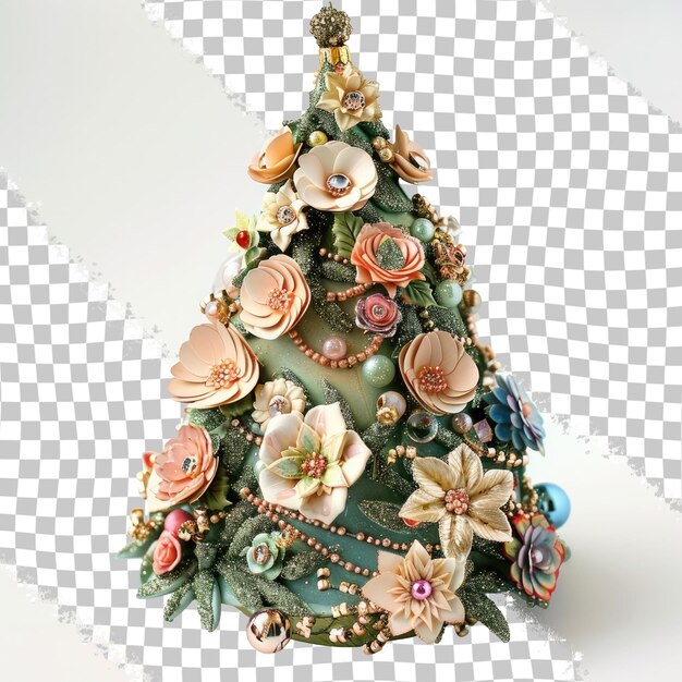 PSD un árbol de navidad con flores y una imagen de un árbol