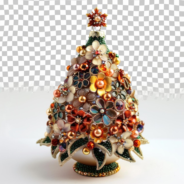 PSD un árbol de navidad hecho de cuentas y un objeto en forma de estrella