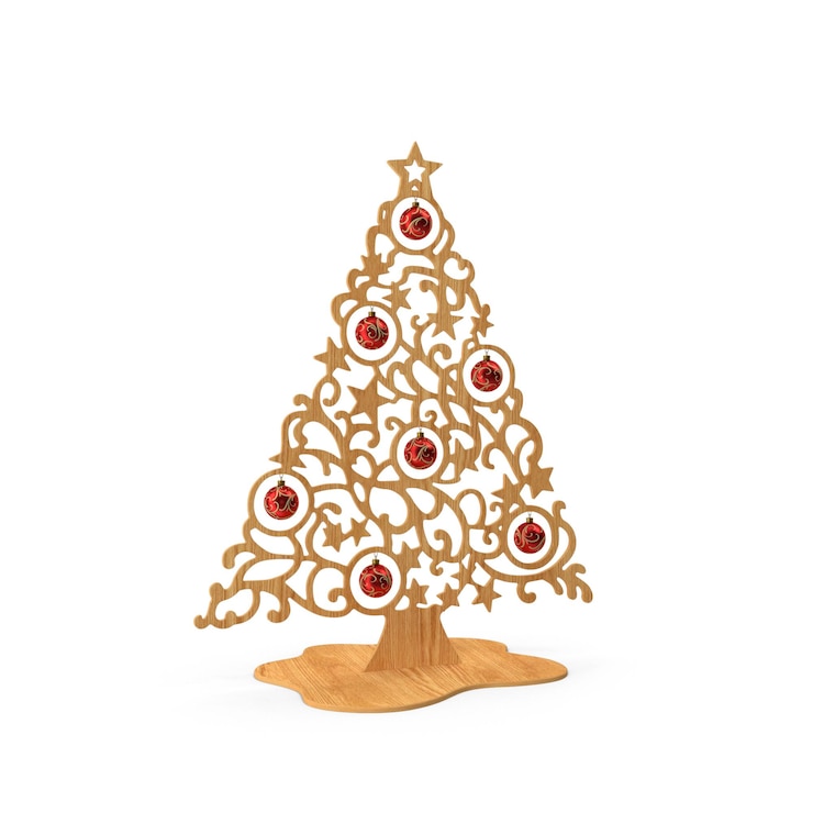 PSD un árbol de navidad hecho de cuentas de oro y plata